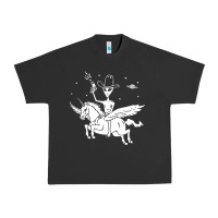 Pigment Black alien riding unicorn  cool ufo cowboy Urban Heavy Tee - artisFamous
