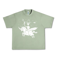 Oil Green alien riding unicorn  cool ufo cowboy Urban Heavy Tee - artisFamous