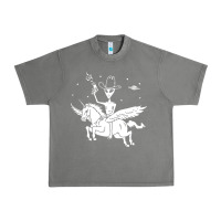 Alien Riding Unicorn  Cool Ufo Cowboy Urban Heavy Tee | Teevron
