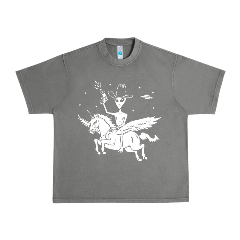 Alien Riding Unicorn  Cool Ufo Cowboy Urban Heavy Tee by artisFamous | Teevron