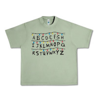 Oil Green Stranger Lights Alphabet Urban Heavy Tee - artisFamous