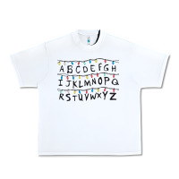 White Stranger Lights Alphabet Urban Heavy Tee - artisFamous