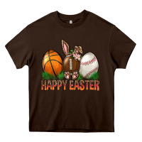 Chocolate Brown Happy Easter Sports Heavy Core Tee - BundleAndBundleShop