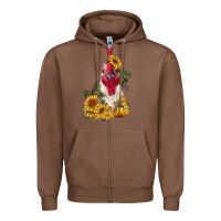 Chestnut sunflower rooster with leopard Zipper Hoodie - RanaPortraitStore