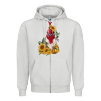 Dove Grey sunflower rooster with leopard Zipper Hoodie - RanaPortraitStore