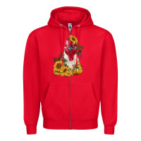 Red sunflower rooster with leopard Zipper Hoodie - RanaPortraitStore