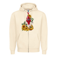 Sandshell sunflower rooster with leopard Zipper Hoodie - RanaPortraitStore
