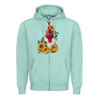 Seafoam sunflower rooster with leopard Zipper Hoodie - RanaPortraitStore