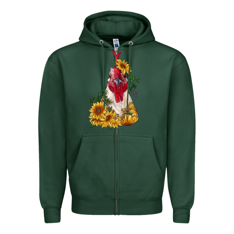 Sunflower Rooster With Leopard Zipper Hoodie by RanaPortraitStore | Teevron