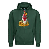 Sports Green sunflower rooster with leopard Zipper Hoodie - RanaPortraitStore