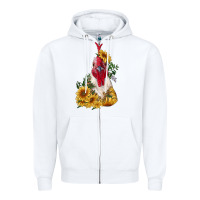 White sunflower rooster with leopard Zipper Hoodie - RanaPortraitStore
