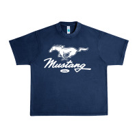 Navy mustang pony script Urban Heavy Tee - artisFamous