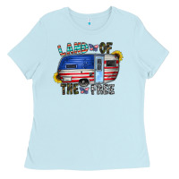 Baby Blue land of the free Ladies Tee - CowhideDigitalArt