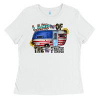 White land of the free Ladies Tee - CowhideDigitalArt