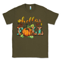 Army Green hello fall pumpkin Classic Tee - BarkalooDesign