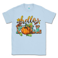 Dusty Blue hello fall pumpkin Classic Tee - BarkalooDesign