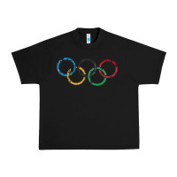 Black OLYMPIC RINGS Urban Heavy Tee - artisFamous