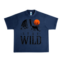 Navy stay wild illustration with mountain Urban Heavy Tee - artisFamous