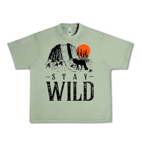 Oil Green stay wild illustration with mountain Urban Heavy Tee - artisFamous