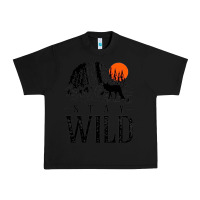 Black stay wild illustration with mountain Urban Heavy Tee - artisFamous