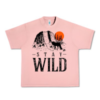 Salmon stay wild illustration with mountain Urban Heavy Tee - artisFamous
