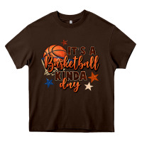 Chocolate Brown it's a basketball kinda day Heavy Core Tee - FaDigitalArtStudio