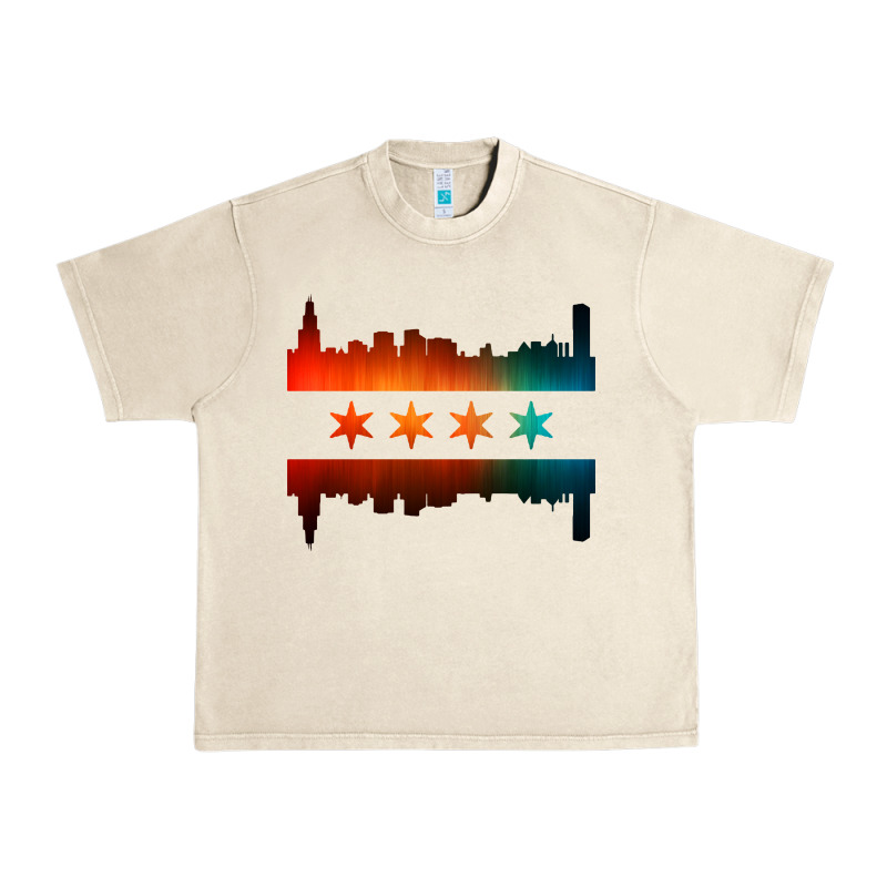 Chicago Flag Skyline Urban Heavy Tee by artisFamous | Teevron