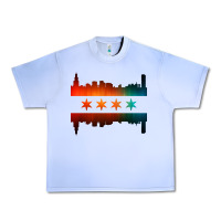 Grape Ice chicago flag skyline Urban Heavy Tee - artisFamous