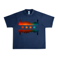 Navy chicago flag skyline Urban Heavy Tee - artisFamous