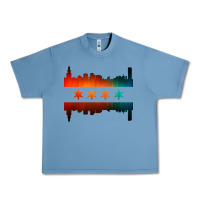 Pebble Blue chicago flag skyline Urban Heavy Tee - artisFamous