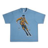 Pebble Blue born to ski Urban Heavy Tee - artisFamous