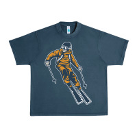 Midnight Navy born to ski Urban Heavy Tee - artisFamous