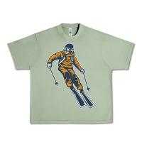 Oil Green born to ski Urban Heavy Tee - artisFamous