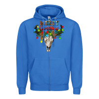 True Royal merry christmas bull skull Zipper Hoodie - RanaPortraitStore