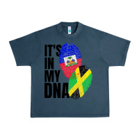 Midnight Navy jamaican and haitian mix flag dna heritage Urban Heavy Tee - artisFamous