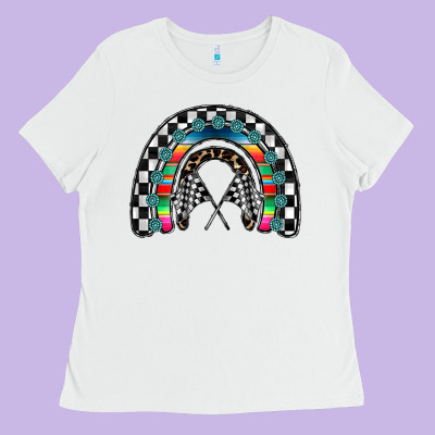 Racing Rainbow Ladies Tee Designed By Cowhidedigitalart