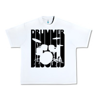 White vintage retro drummer Urban Heavy Tee - artisFamous