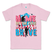 Bubblegum Pink Home of the free because of the brave Classic Tee - FaDigitalArtStudio