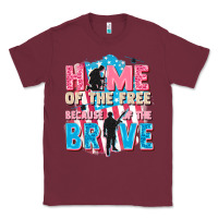 Burgundy Home of the free because of the brave Classic Tee - FaDigitalArtStudio