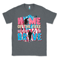 Charcoal Heather Home of the free because of the brave Classic Tee - FaDigitalArtStudio