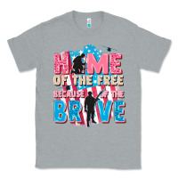 Heather Grey Home of the free because of the brave Classic Tee - FaDigitalArtStudio