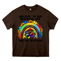 Chocolate Brown Autism rainbow Heavy Core Tee - FaDigitalArtStudio