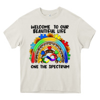 Cream Autism rainbow Heavy Core Tee - FaDigitalArtStudio
