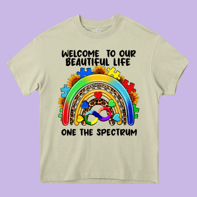 Autism Rainbow Heavy Core Tee Designed By Fadigitalartstudio