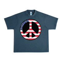 Midnight Navy United states peace symbol Urban Heavy Tee - artisFamous