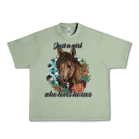Oil Green Just A Girl Who Loves Horses Urban Heavy Tee - artisFamous