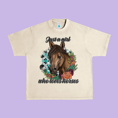 Just A Girl Who Loves Horses Urban Heavy Tee Designed By Artisfamous
