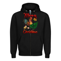 Black merry christmas chickens Zipper Hoodie - RanaPortraitStore