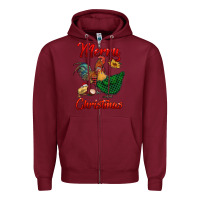 Burgundy merry christmas chickens Zipper Hoodie - RanaPortraitStore