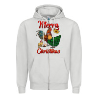 Dove Grey merry christmas chickens Zipper Hoodie - RanaPortraitStore